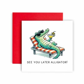 Huxters Funny Leaving Card for Her Women Man Him Later Alligator Colleague Co Worker Boss - 14.8cm