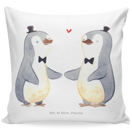 Mr. & Mrs. Panda 40 x 40 cm Cushion Penguin Couple Gay Pride - Gift, Pillow, Engagement Party, Engagement Gift, Cushion Cover, Decorative Cushion, Wedding Gift, Sofa Cushion, Motif Cushion, Wedding