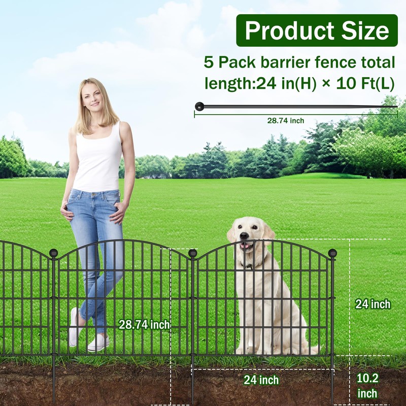 No Dig Decorative Garden Fence Animal Barrier - 5 Panels