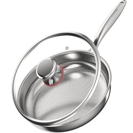 Titanium Pans for Cooking 11 Inch Hammered Pro Frying Pan with Lid