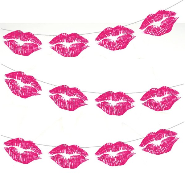 AK Giftshop Makeup Lips Bunting Party Decorations - 12pcs /