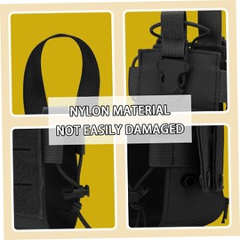 Soporte para Botella de Agua para Mochila, Soporte para Botella de Agua Molle Ajustable con asa, Bolsa Multiusos portátil para Exteriores, Color Negro