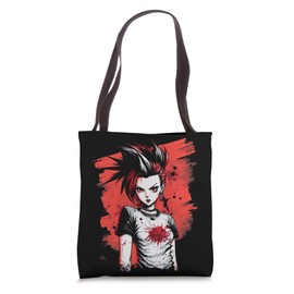 Vintage 80s Punk Rock Chick Pop Star Aesthetic Anime Girl Tote Bag
