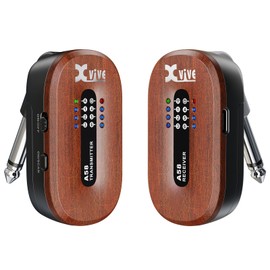 Xvive A58 Wireless Guitar System 5.8GHz Wireless Guitar Transmitter Receiver for Active or Passive Pickup Electric/Acoustic Bass Guitar, Mahogany
