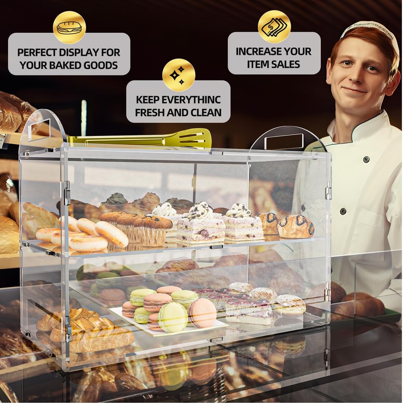 Cityjoy Cupcake Display Case with Handle – 19x 9.5x 11.8″