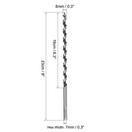 sourcing map Auger Drill Bit Wood Hex Shank 8mm Cutting Dia Highbon Steel for Electric Bench Drill Woodworkingpentry