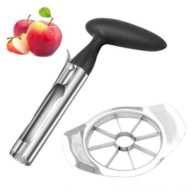 Apple Slicer & Corer Set, Stainless Steel Apple Slicer, Apple Corer Remover Durable Fruit Corers Apple Cutter Fruit Slicer with 8 Blades for Kitchen Home and Dishwasher