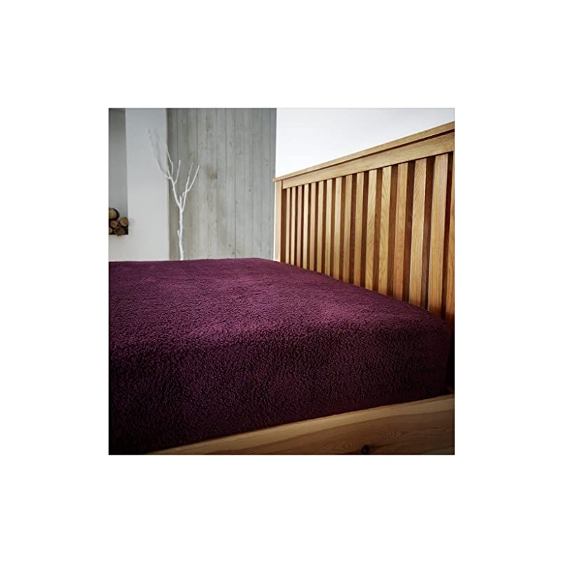 Teddy Plain Fleece Fitted Sheet Double, Premium Warm & Cosy