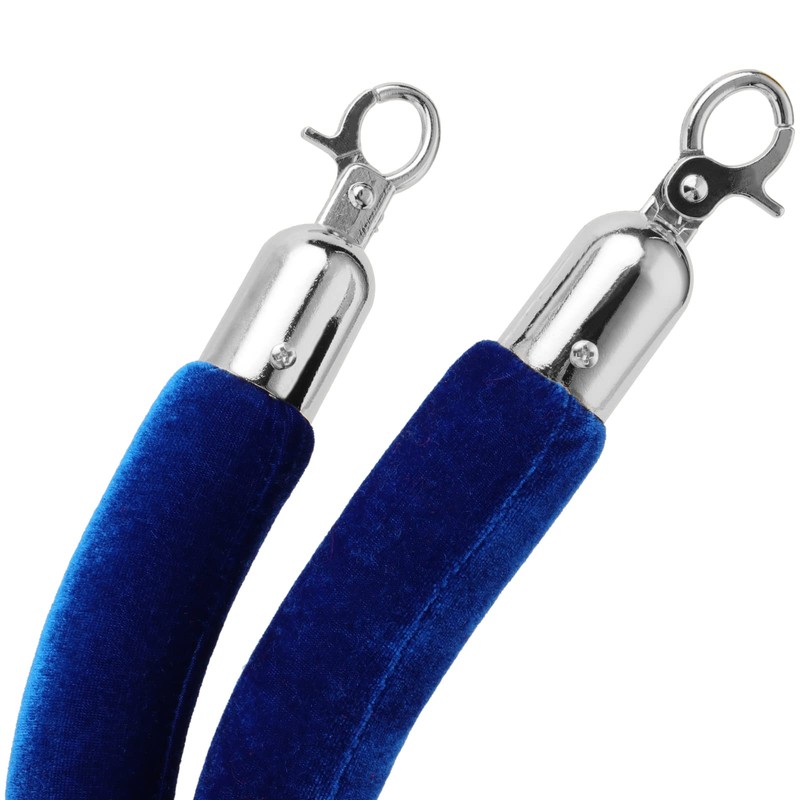 JAPCHET 4 Pack 6.5 Feet Velvet Rope, Blue Velvet Stanchion