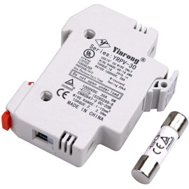 ZOOKOTO 2 PCS Solar Fuse Holder 30A 1000V DIN Rail Mount Fuse Holder 1 Pole White Plastic Housing with 10x38mm 2 Fuses 30A