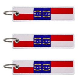 LLBFHH 3 Pcs North Carolina State Flag Keychain,Woven label Key Chains for Car Keys,Fabric Key Chains Men and Women,Used for Various Decorations.