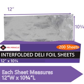 Box of 200 - Pre-Cut 12" Aluminum Foil Sheets - 12x10" Extra Wide & Heat-Tolerant Foil Sheets, 100% Aluminum, Ideal for Food Wrapping, Grilling & Freezing, Convenient Dispenser