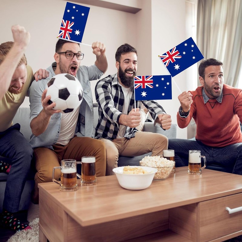 Handheld Australian Flag,YQQZQ 24pcs Vivid Color and Fade Resistant HandHeld