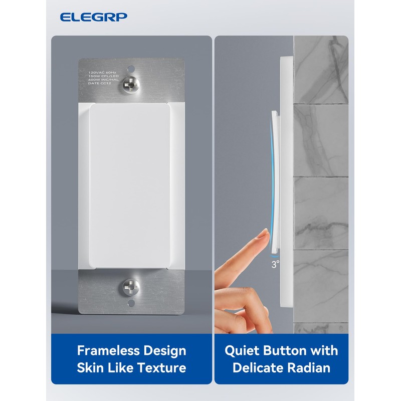 ELEGRP Smart Light Switch, 2.4GHz Wi-Fi Light Switch Compatible with