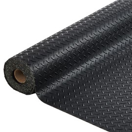 GarveeTech 7.8 x 18 ft Garage Floor Mat, 2.8 mm Thickened Flooring Roll Diamond Plate PVC Rubber Trailer Mat, Non-Slip Floor Protector Mat for Garage, Warehouse, Gyms, Trailer, SUV