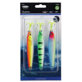 Fladen DJUPHAV Pirk Set, This 3-Piece Set Includes Assorted Coloured Pirks in Catchy Colours, 4 Different Weights Available (100g)