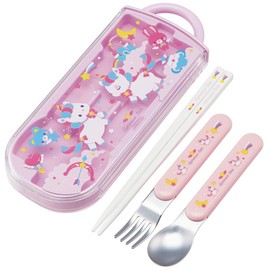 Skater TACC2AG-A Children's Antibacterial Slide Trio Set Lunch Chopsticks Spoon Fork Unicorn Girls Made in Japan