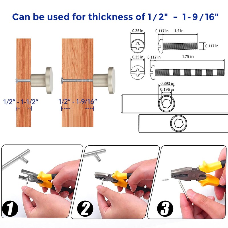 Ravinte 5 Pack Brushed Nickel Round Cabinet Knobs Solid Dresser