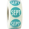 Teal September Circle Dot Stickers, 3/4 Inch Round, 500 Month