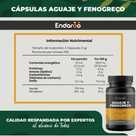 Aguaje y Fenogreco Endaroo 100 Cápsulas Suplemento Alimenticio Nutricional