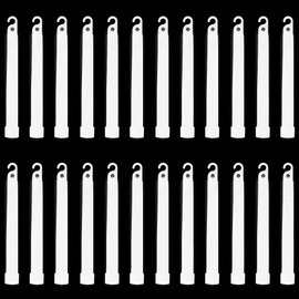 Trimming Shop 6" Glow Sticks Lanyard Premium Ultra Bright Glow in the Dark Rod Mega Party Pack of 25 (White) for New Year's Eve, Graduation, Camping