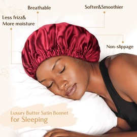 Yanibest Double Layer Satin Bonnet Silk Bonnet for Sleeping Adjustable Hair Bonnet for Women Curly Natural Hair