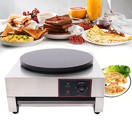 1700W Commercial Electric Crepe Maker 110V 16" Pancake Baking Machine Non-Stick Electric Crepe Pan Single Hotplate Adjustable Temperature 50-300℃(122-572℉) with Batter Spreader for Tortilla (Without Plug)