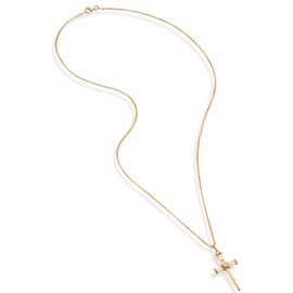 Miabella Italian Rope Wrap Nail Cross Pendant Necklace Box Chain, Rhodium or 18K Yellow Gold Over 925 Sterling Silver Made in Italy (Length 28 Inches, Yellow-Gold-Plated-Silver)