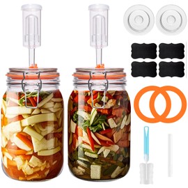Galssmagic Fermentation Kit,1.5 Liter Fermentation Jar with Fermenting Weights and Airlocks,Large Pickle Jar for Sauerkraut,Pickling