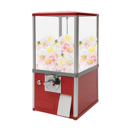 BAIODNB Candy Gumball Vending Machine Candy Machine Dispenser for Business, Capsule Machine Toy/Capsule Vending Machine Dispenser, Vending Machine for 25 Cent Coin Only,2 25 Cent Coins Per Side(Red)