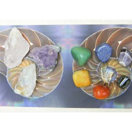7 chakra healing crystal stone set + rose quartz amethyst cluster quartz + Art