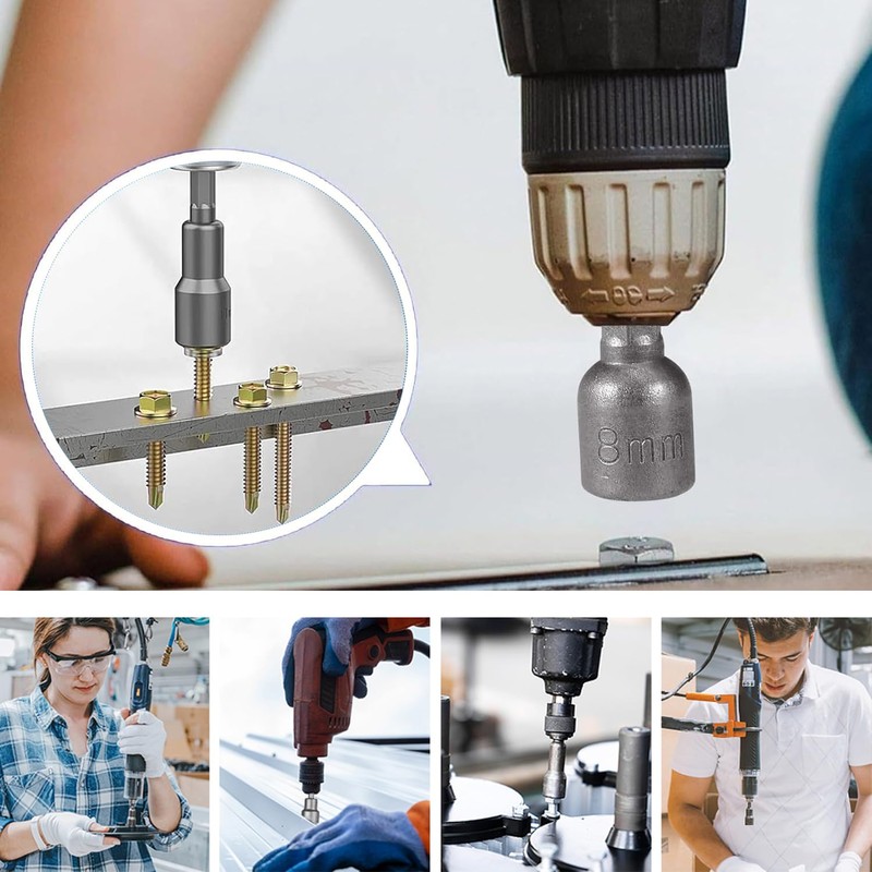 QHKLEW Pack of 10 Magnets Hexagonal Socket, Magnetic Socket Set,