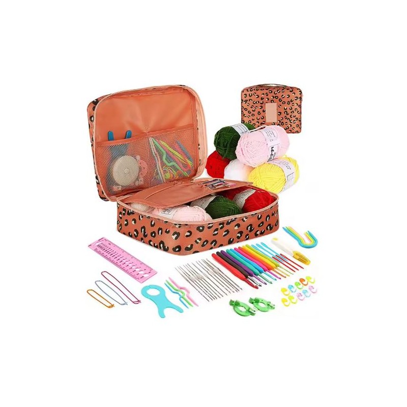 58-Piece Crochet Starter Kit for DIY Yarn Projects – Blue