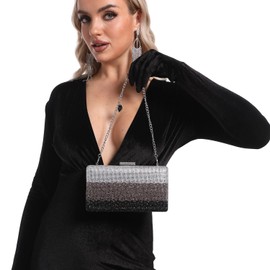 Boutique De FGG Gradient Gold Rhinestone Evening Bags for Women Formal Party Crystal Clutch Wedding Bridal Handbags Gradient Golden Small, Colour gradient golden