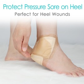 Silicone Heel Bordered Foam Dressing Waterproof Absorbent Wounds Bandages Pressure Sore Adhesive Border Protector for Cracked Heels/Ankle/Elbow Bedsore Ulcer 8"x8" Pack of 2