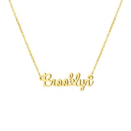 Awegift Name Necklace Big Initial Gold Plated Best Friend Jewelry Women Gift for Her Brooklyn