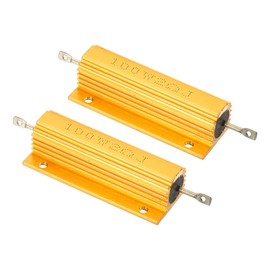 PATIKIL 2 Pcs 100W 2 Ohm Aluminium Case Resistor Housing Wire Resistors Screw Tap Power Resistor Gold Tone