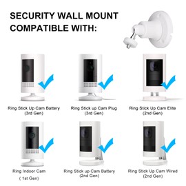 Wall Mount Compatible with Ring Stick Up Cam Wired/Battery and Indoor Cam HD (1st Gen) Security Camera,360 Degree Adjustable Mounting Bracket for Camera with 1/4 Screw Connector (2pcs)