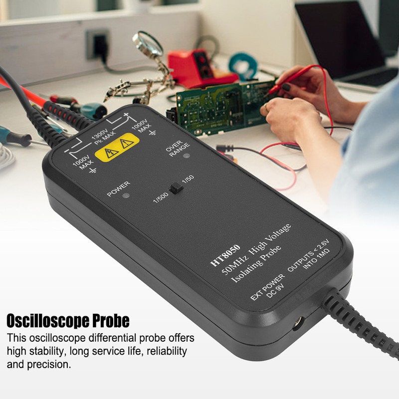 HT8050 Oscilloscope High Voltage Differential Probe 1/50 1/500
