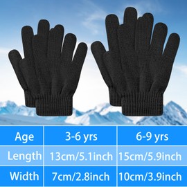 suoundey 24 Pairs Kids Full Fingers Knit Gloves Winter Warm Stretch Gloves Solid Magic Gloves for Little Boys Girls (12 Color, 3-6T)