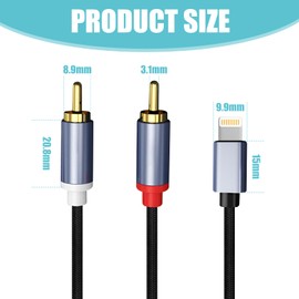 RCA Audio Aux Cable, 2-Male Stereo Y Splitter Adapter, 1M 2-Male RCA IOS Adapter for iPhono to Aux Cable Y Splitter Compatible With Phone Pad for Car, Amplifier, Theater, Speaker, DJ Controller