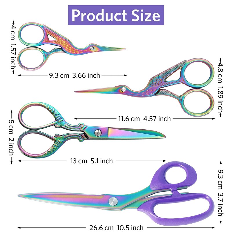 Asdirne Titanium Coating Sewing Scissors Bundle, Professional Fabric Scissors Set,