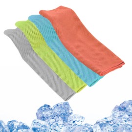 Roinaid Cooling Towels, Pack of 4, Cool Towel, Cooling Towel, Neck Fitness Towel, Cooling Towel, Gym, Golf for Hiking, Running, Tennis, Fitness (Sea Blue, Orange, Green, Grey)