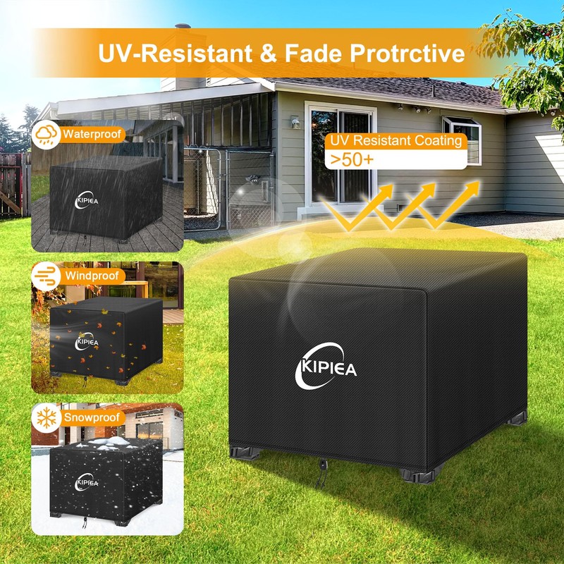 Kipiea Square Fire Pit Cover - Upgraded 600D Strong Tear