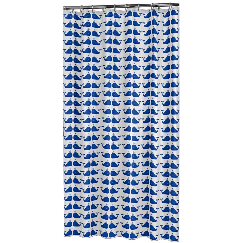 Sealskin Whale PEVA Waterproof Shower Curtain Blue 180cm Width x