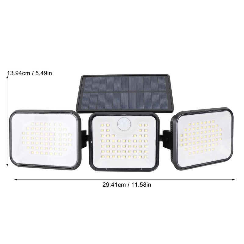 Solar Motion Sensing Light Rotating 3 Head IP65 Waterproof Decorative