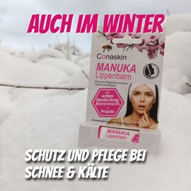 Conaskin MANUKA Lip Balm | MGO400+ | Intensive Care of Affected Lips After Heat, Cold or Infections (e.g. Herpes) | Natural Cosmetics | Daily Use & Repair | with Beeswax & Propolis