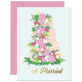 SWEETZER & ORANGE Wedding Greeting Card – Gold Foil Detailing Thick Stock Luxury Card – Modern Wedding with Gold Kraft Envelope & Sticker – Perfect for Weddings & Engagements