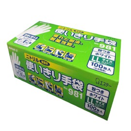 Model Robe No981 Nitrile Gloves with Powder 100 Pieces White LL