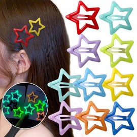 Colorful Luminous Star Hair Clips for Girls Small Hair Clips for Kids Glow in The Dark Stars Hairclips Star Clips for Hair Barrettes Metal Hair Clip Snap Hair Clips Hair Accessories for Women